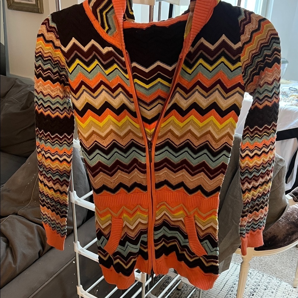 Missoni for Target Zigzag Knit Cardigan in orange and Yellow blue brown siz 12 g